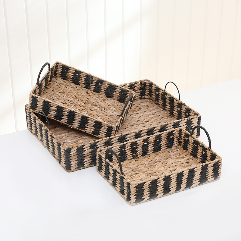 Cesta de almacenamiento tejida a mano de paja de estilo europeo manija cesta de mano suministros para el hogar misceláneas de juguete tubo de almacenamiento fábrica