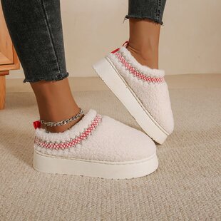 Amazon Explosions Thick Slippers Women's 2024 Winter New Warm Fool Snow Boots Cotton Slippers Women