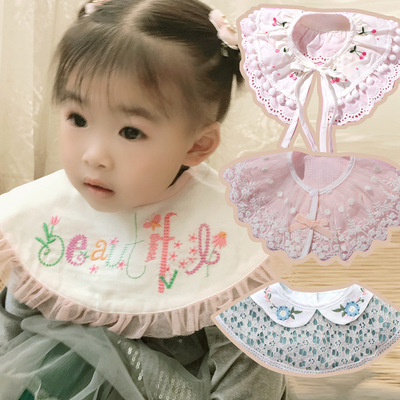 2pcs Korean style girls baby fake collar Children's cute dickey collar lace shawl autumn and winter baby cotton small scarf detachable collar