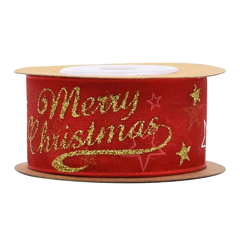 AliExpress transfronterizo estrella de cinco puntas estampado cinta de decoración de Navidad embalaje de regalos pulverizador cinta de árbol de Navidad 5 metros