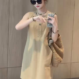 法式背心无袖连衣裙女夏季新款爆款轻奢高级感夏日绝美小裙子