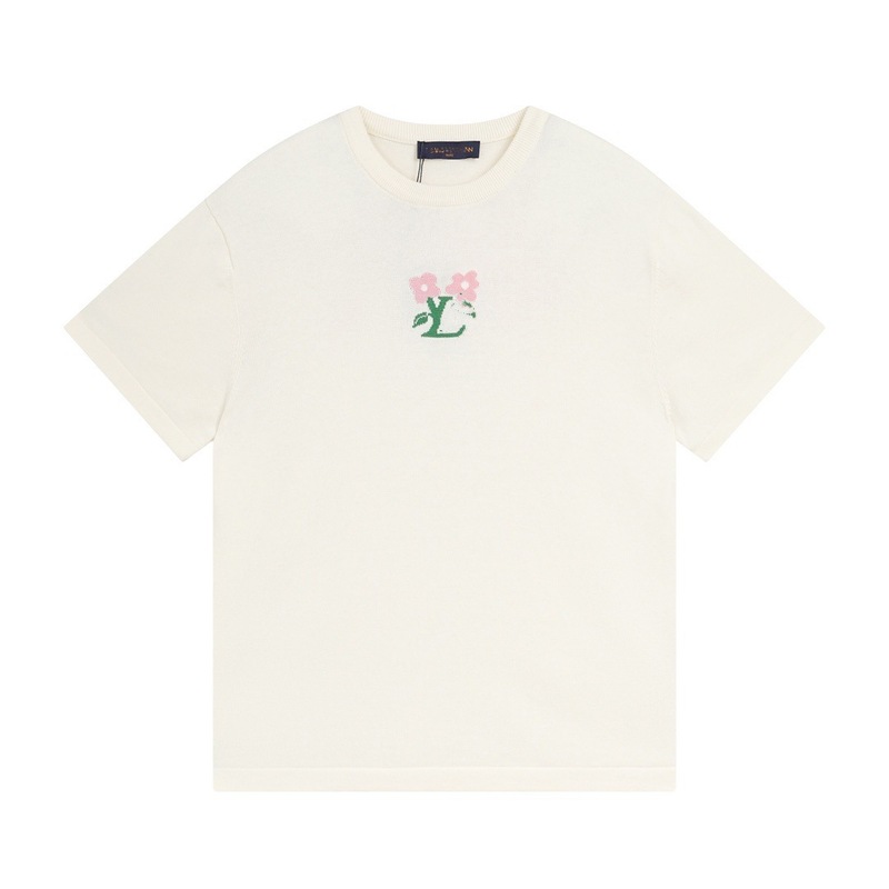 クロスボーダー ロバニット Tシャツ 2025 新しい市松模様の文字ジャカード カジュアル ルーズ 男女兼用 カップル 半袖|undefined