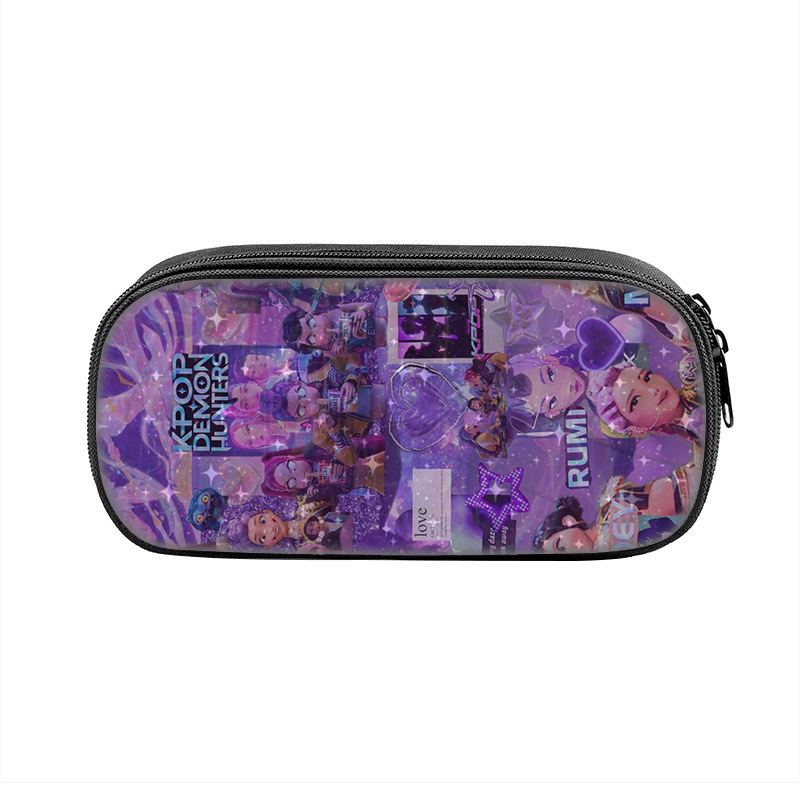 国境を越えた新製品 Huntrix Kpop プリント周辺ペンバッグ ハンター魔女グループ 小中学生鉛筆文具箱|undefined