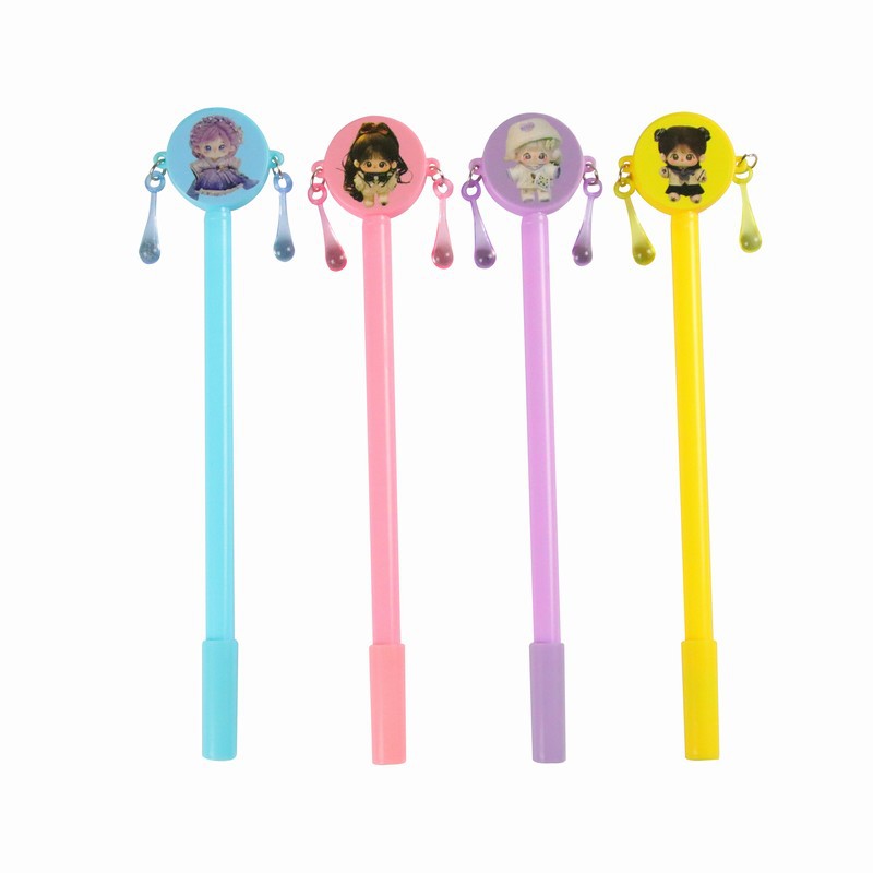 Bolígrafo de gongs en forma de sonajero creativo, bolígrafo de firma de patrón de niña linda, bolígrafo especial de regalo para estudiantes de primaria y secundaria