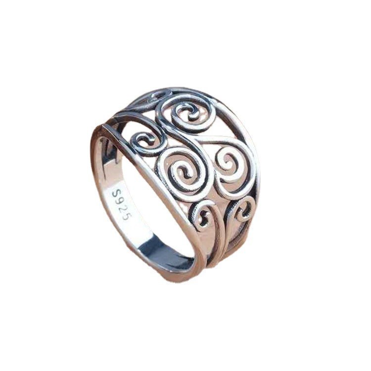 Ring Ajz1145, silver finish with filigree openwork (S925 style), sizes 5–10