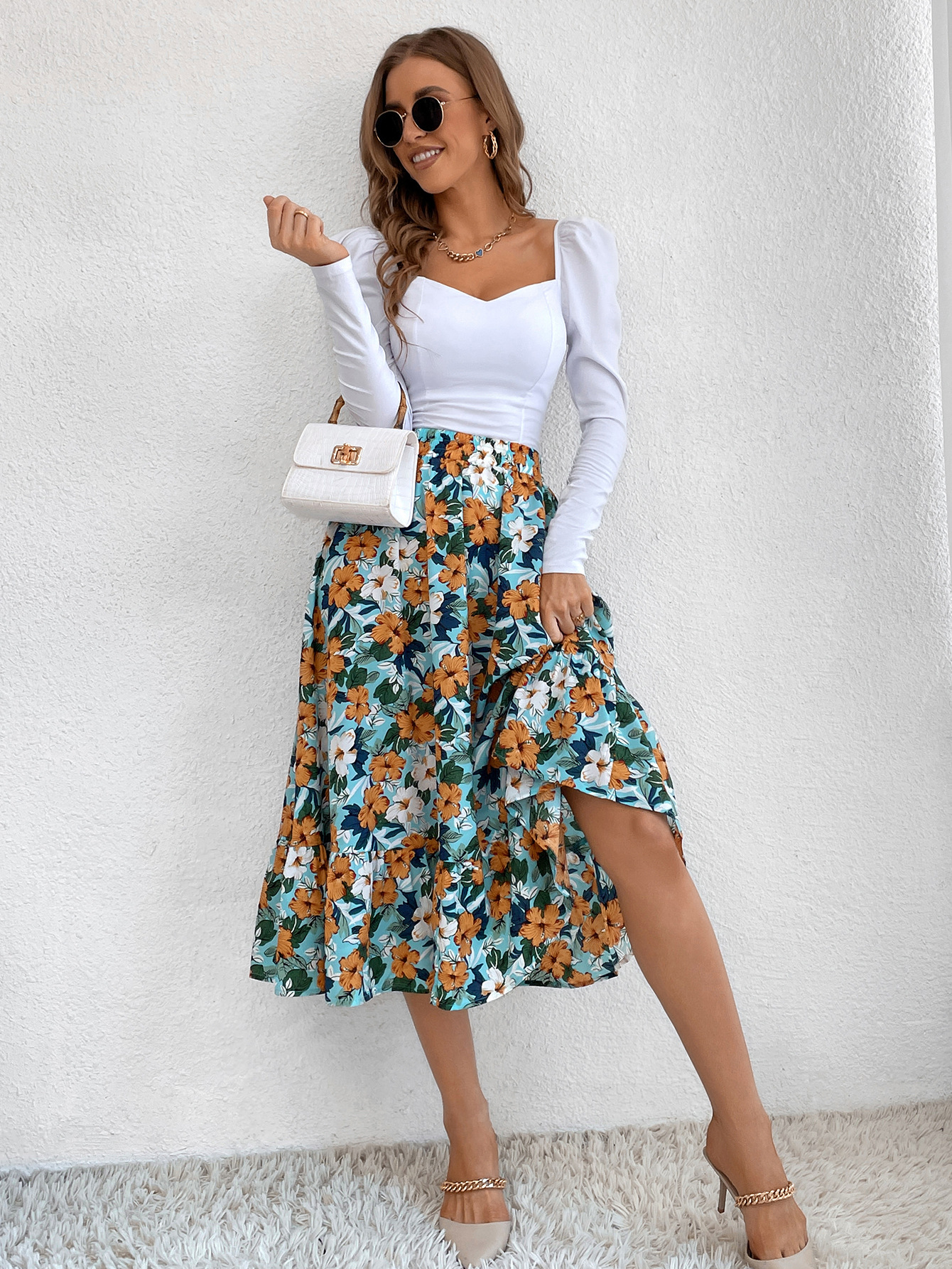 182g Weight Midi Dress Dress Length Type Skirt Dresses Type Spandex, Polyester Fabric Type High Waist Waist Line Inelastic Elasticity Holiday, Daily Occasion Regular Fit Fit Type Ditsy Floral, Leopard Pattern Spring, Autumn Season Women's Gender Casual, Streetwear Style Spring Autumn Casual Streetwear Ditsy Floral Leopard Spandex Polyester Midi Dress Skirts 19