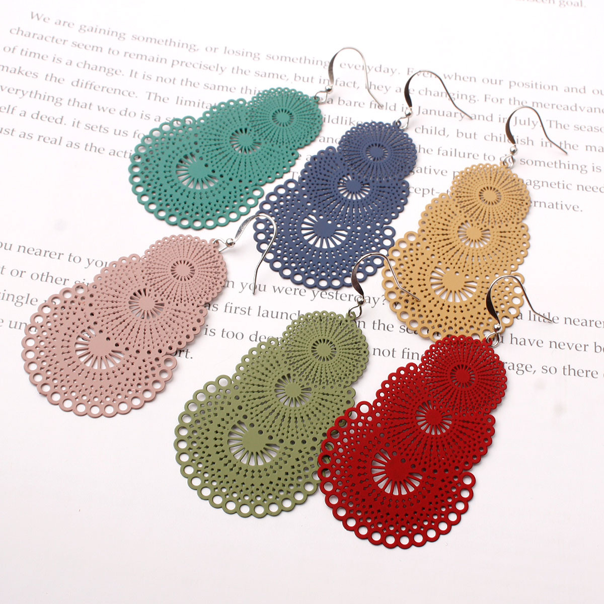 Fashion Printing Metal Stoving Varnish Women's Earrings 1 Pair display picture 2