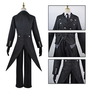 Black Butler Cos Clothes Sebastian Cosplay Costume Sebastian Tuxedo Dress Full Set Cospla