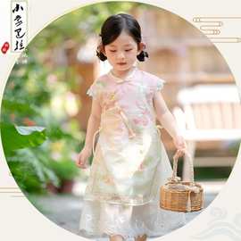2025新款儿童汉服夏季中国风新中式古风女童旗袍裙女孩公主连衣裙