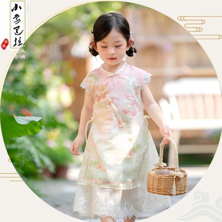 2025 New Children's Hanfu Summer Chinese Style New Chinese Traditional Style Girls' Cheongsam Dress Princess Dress 2025 New Children's Hanfu Summer Chinese Style New Chinese Traditional Style Girls' Cheongsam Dress Princess Dress
