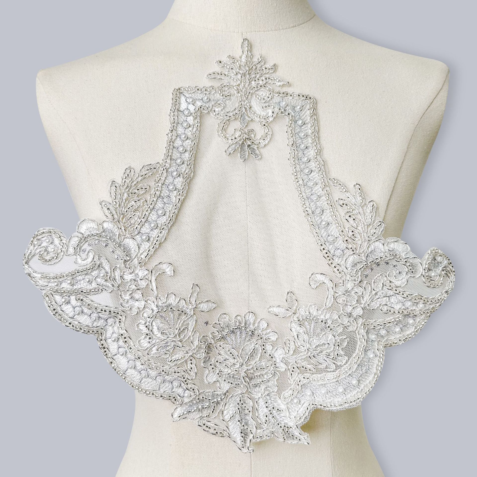 Hot selling European and American silver embroidery light-shaped dress decoration hand-stitched patch repair hole bridal wedding dress applique accessories