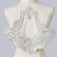 Hot selling European and American silver embroidery light-shaped dress decoration hand-stitched patch repair hole bridal wedding dress applique accessories