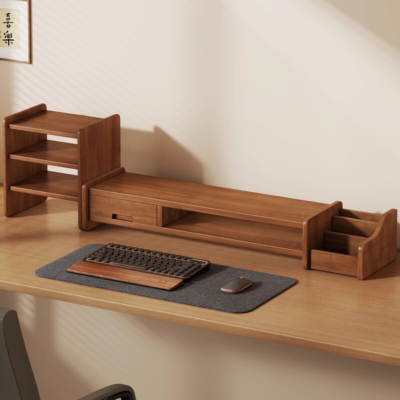 Computer Elevated Office Workstation Desktop Monitor Screen Support Stand Keyboard Bracket Multi-Functional Storage Rack