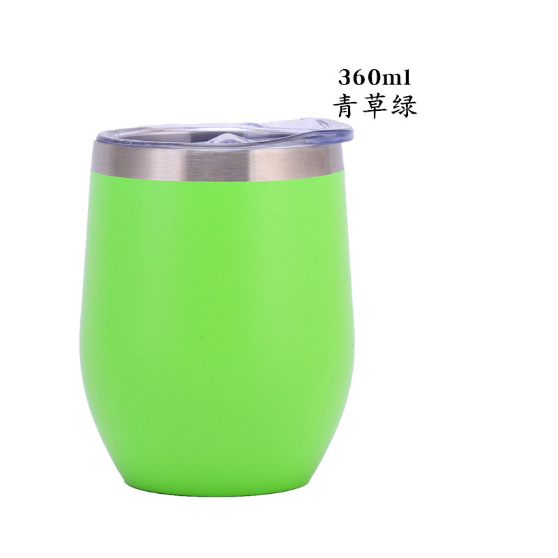 Taza de huevo transfronteriza de 12oz taza de vino tinto creativo taza de hielo en forma de U taza de cáscara de huevo rociada de acero inoxidable al vacío de doble capa personalizada