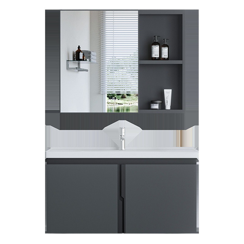 Shiqi nuevo 14mm panal gabinete de baño de aluminio inteligente espejo gabinete combinación cerámica cuenca integrada