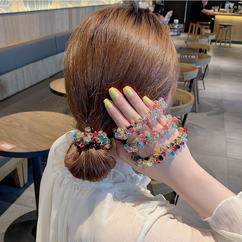 Crystal Pony Tail Hair Ring Hair Strap Women's Korean Style Online Popular Style Simple Elegant Hair Rope 2021 New Hair Accessories