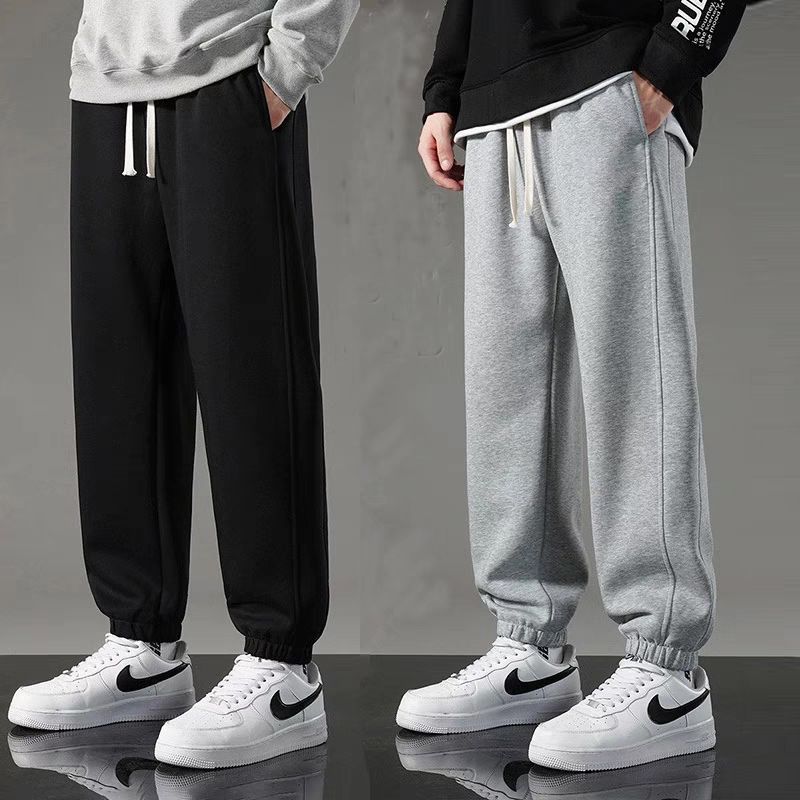 青少年春夏季灰色卫裤裤子束脚裤运动裤休闲裤男针织薄款男士宽松