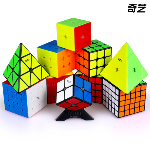 Qiyi Magnetic 2nd, 3rd and 4th Order Rubik's Cube Pyramid Smooth Magnetic Solid Color Black 2nd, 3rd and 4th Level Rubik's Cube Toy