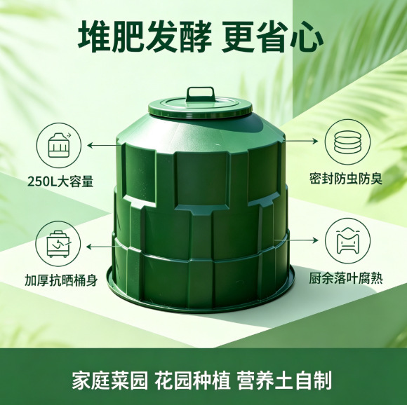Outdoor household garden plastic compost bin, trash bin, kitchen waste recycling fermentation bin, compost bucket, organic fertilizer Outdoor household garden plastic compost bin, trash bin, kitchen waste recycling fermentation bin, compost bucket, organic fertilizer