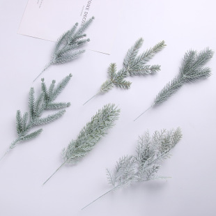 Christmas simulation pine needle imitation green plant pine branches Christmas decoration craft accessories green white frost pine needle