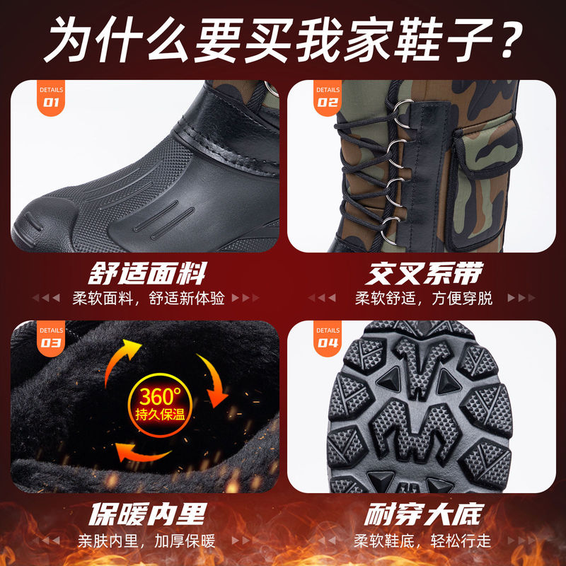 棉鞋男冬季新款加绒加厚高筒雪地靴防水防滑一脚蹬棉靴跨境代发|undefined