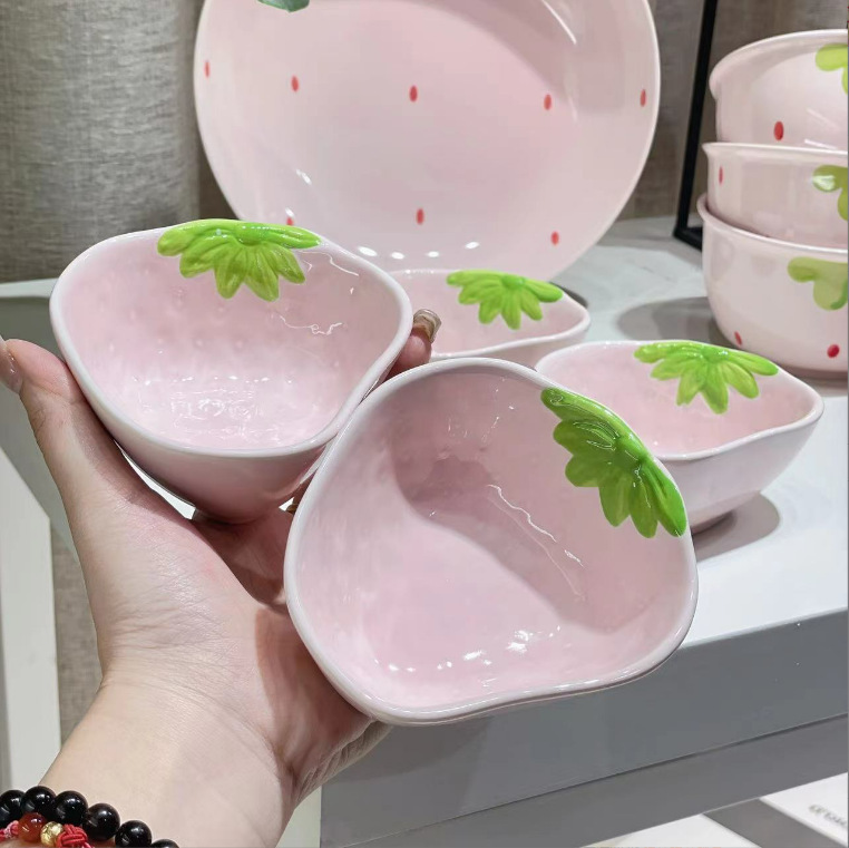 イチゴネット有名人かわいい女の子セラミックインホーム見栄えの良い食器セット丼スープボウル野菜プレート見栄えの良い|undefined