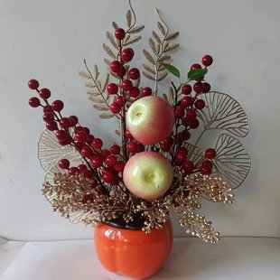 New Year festive decoration Persimmon Persimmon Ruyi suitable for wedding, housewarming, wedding room, opening, home decoration red fruit Holly