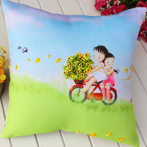 Oujin fábrica cinta de seda bordado almohada cojín cubierta sala de estar dormitorio flor tridimensional hecho a mano DIY punto de cruz entrega de una sola pieza