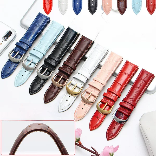 Spot wholesale double-sided leather color women's bamboo pattern watch with waterproof men's first layer cowhide strap accessories