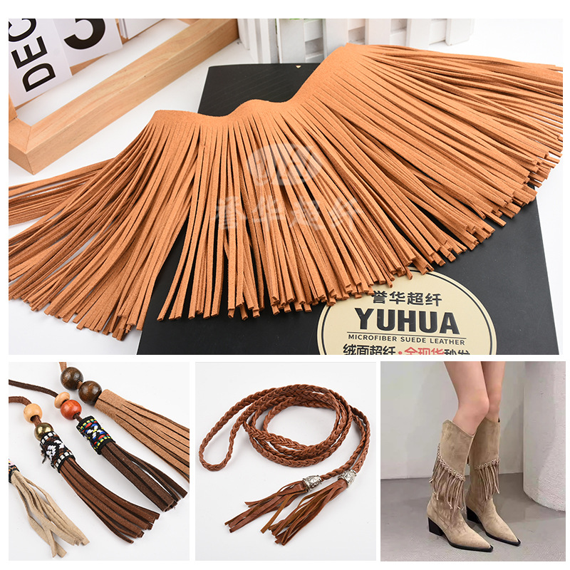 400 Colors in Stock Suede Microfiber Tassel Leather Strips Korean Suede Leather Tassel Strips and Beard Tassels