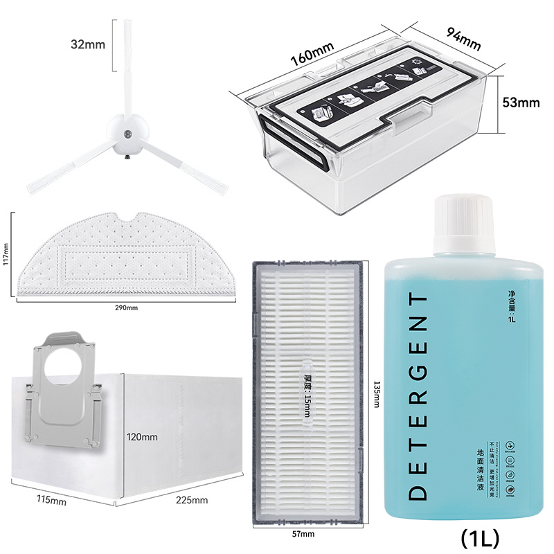 Adecuado para accesorios Roborock G10S/G10PRO, paño de mopa, filtro, cepillo de rodillo, bolsa para polvo, solución de limpieza.