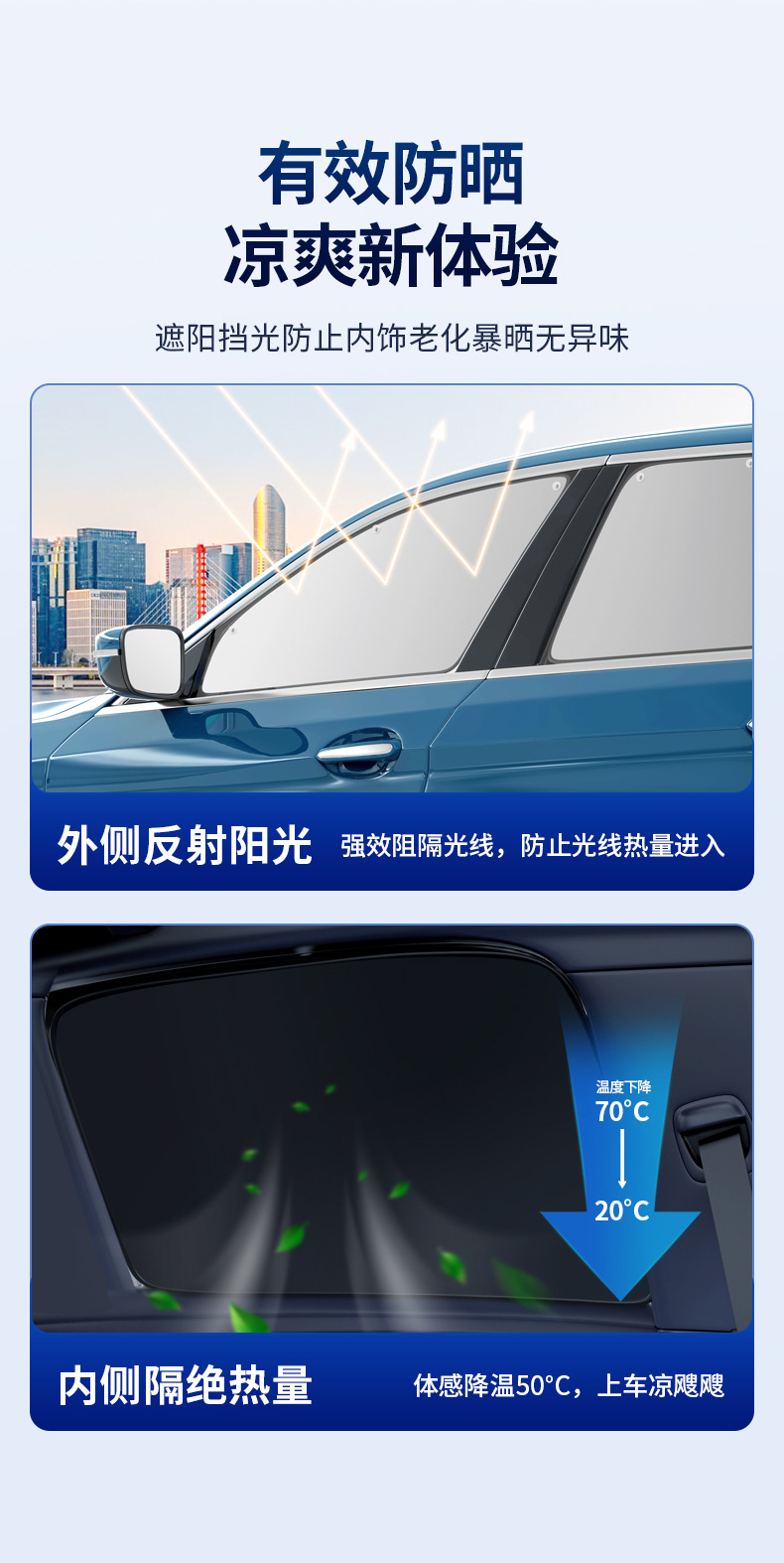 2025 new titanium silver side window curtain car sunshade suction cup car sunscreen heat insulation privacy sunshade curtain