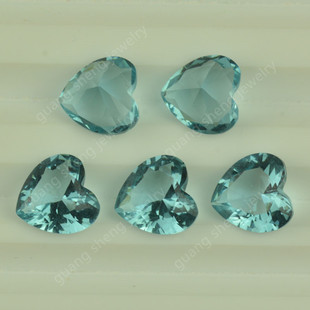 Artificial Gemstone Glass 106 # Light Sea Blue Peach Heart-Shaped Diamond Lake Blue Glass Heart-Shaped Loose Stone Pendant Accessories