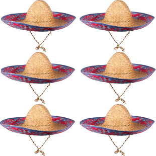 Wholesale cross-border Amazon Mexico woven straw hat outdoor sun protection natural straw hat dance photo props