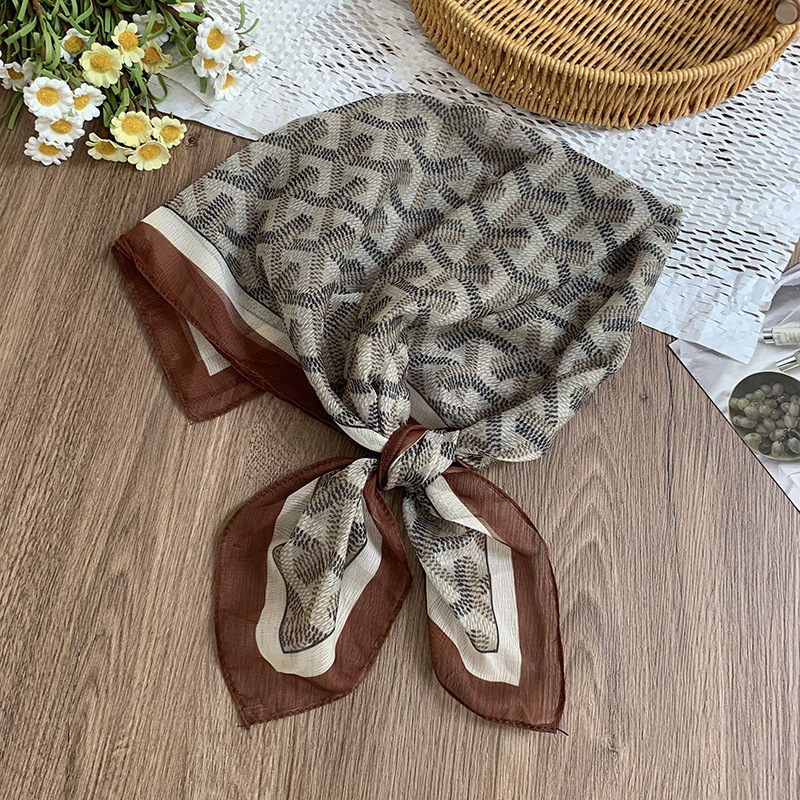 Bufanda de seda, bufanda cuadrada pequeña, personalidad retro, textura de algodón y lino, turbante, banda para el cabello, habitación con aire acondicionado de verano, protección para el cuello, chal exterior