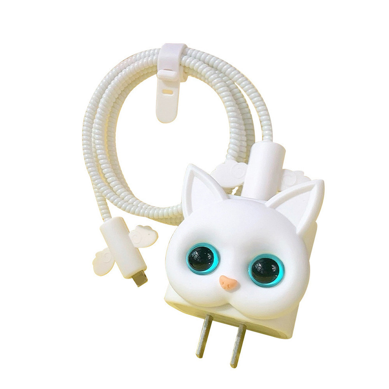 漫画猫データケーブル破損防止保護カバー Apple 高速充電 20 ワット電気製品保護ヘッド保護カバーに適しています|undefined
