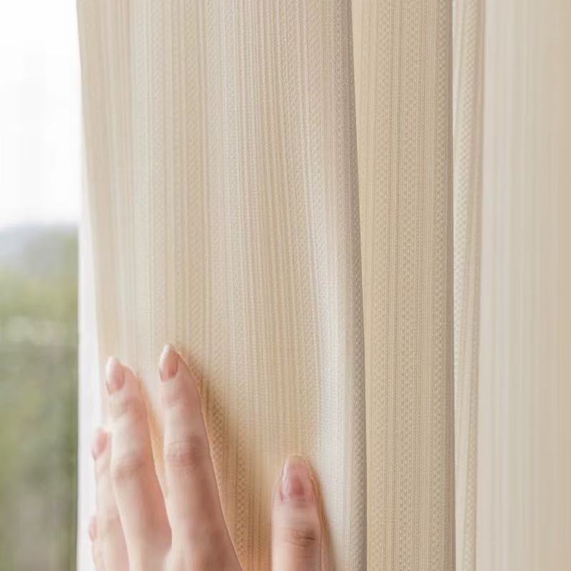 French sun protection heat insulation sunshade mirror gauze curtain bedroom living room balcony vertical stripes transparent white window screen