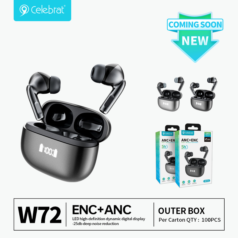 Cross-Border Anc+Enc Six-Mic Active Noise Reduction Bluetooth Headset Hybrid Feed Intelligent Digital Display Super Long Battery Life W72 Cross-Border Anc+Enc Six-Mic Active Noise Reduction Bluetooth Headset Hybrid Feed Intelligent Digital Display Super Long Battery Life W72