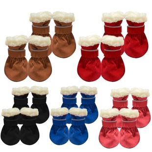 Factory wholesale in stock pet puppy winter fleece-lined thickened soft sole foot cover can't drop non-slip shoes dog shoes