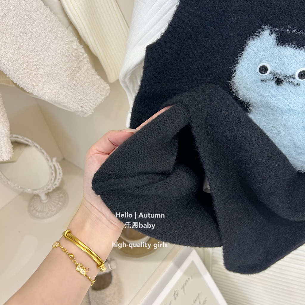 [Ropa de niños de Leen] invierno niñas gruesas felinas chaleco vestido de bebé estilo extranjero vestido de princesa elegante