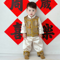 汉服男童中式套装2025新款喜庆婴儿中国唐装周岁抓周宝宝礼服生日