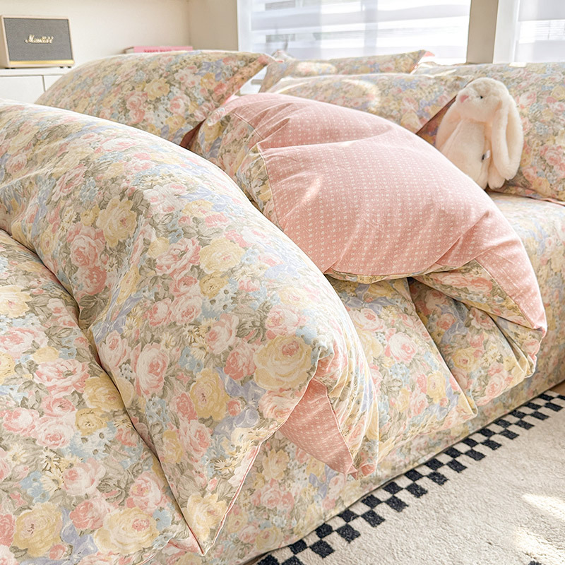 Cama de algodón de cuatro piezas, algodón puro 2025, nueva sábanas domésticas, cama de cama de dormitorio de cuatro estaciones, tres