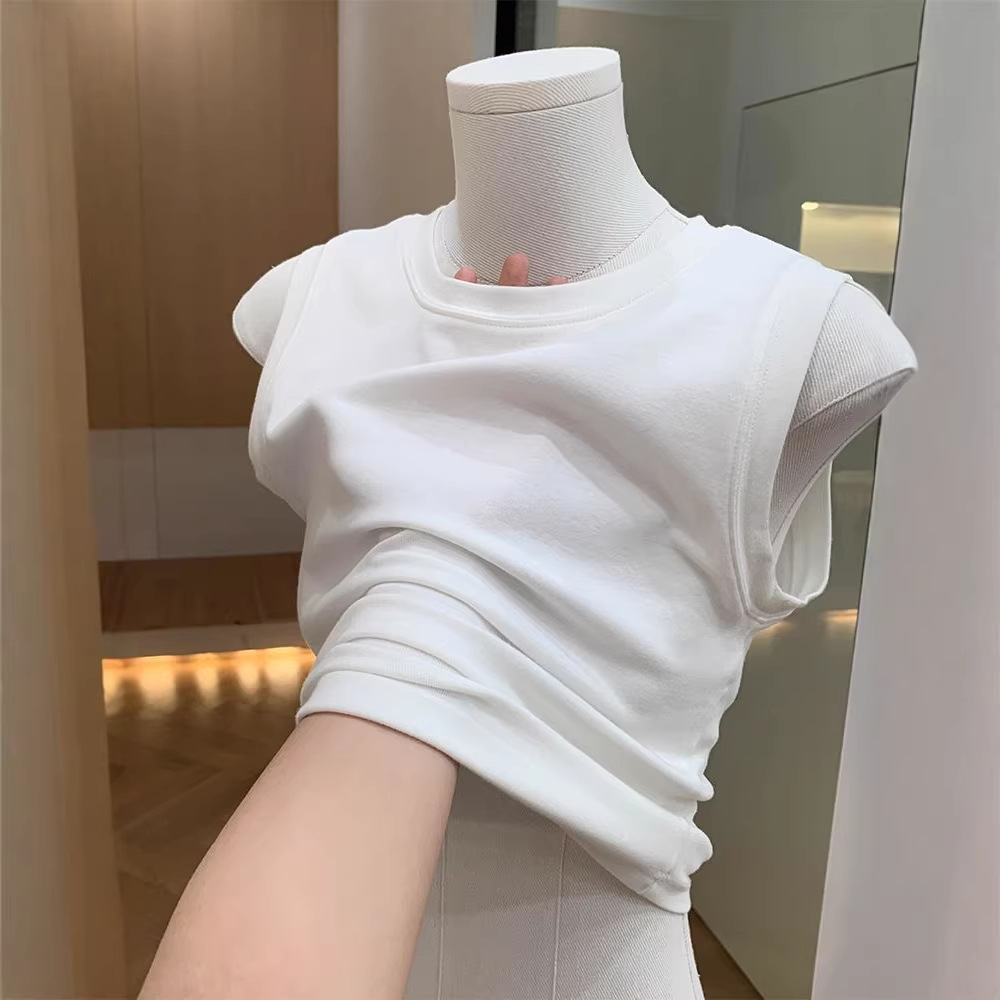 Daily Commuting Round-Neck Vest for Women, Can Be Worn Inside or Outside, New Summer Style, Korean Style, Simple, Slim-Fitting, Sleeveless Vest