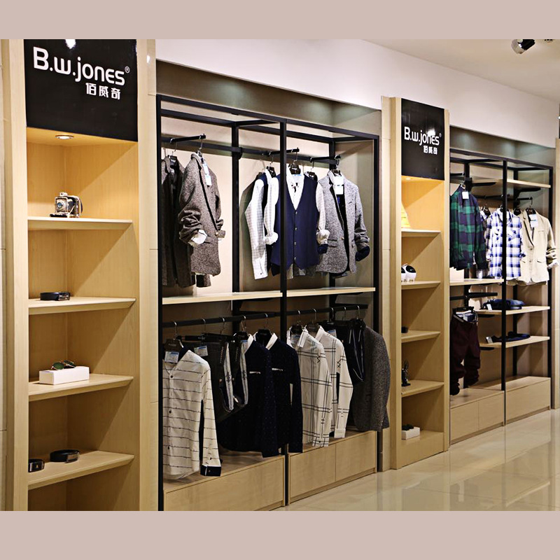 Tienda de ropa estante de exhibición tipo colgante de suelo de acero inoxidable pintado simple percha de ropa de hombre y mujer estante de exhibición de ropa