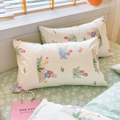 Ins-style 100% cotton four-piece set, including bed sheet and duvet cover, pure cotton student dormitory three-piece set, pure cotton four-piece set