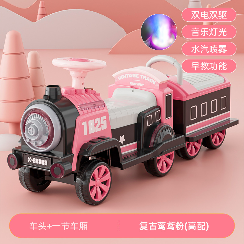 Control remoto de los niños de la vía del tren eléctrico portátil recargable niños y niñas cochecito eléctrico coche de juguete