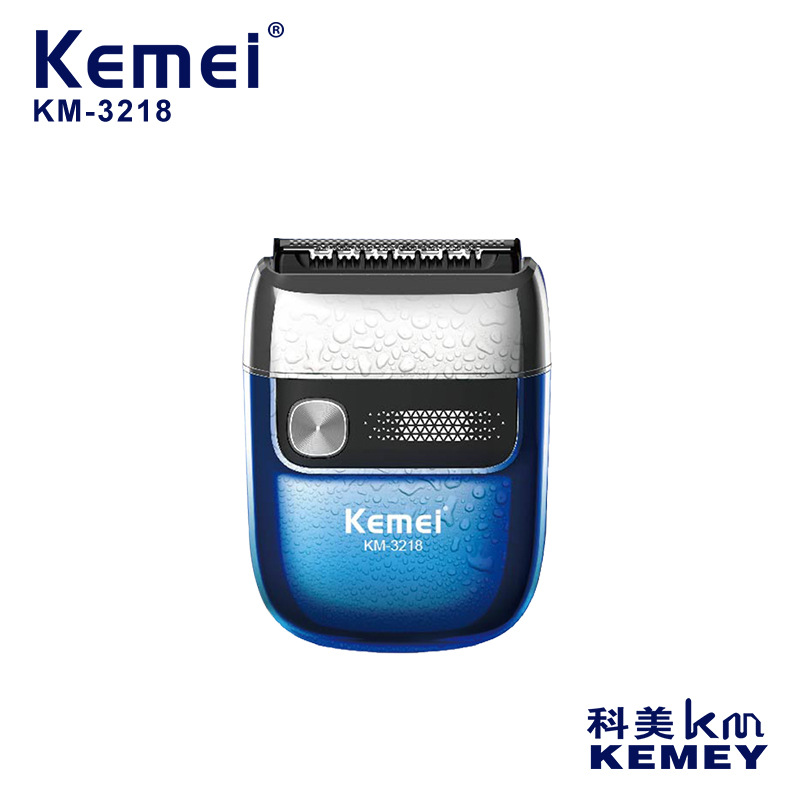 Afeitadora eléctrica portátil pequeña Kemei para hombres, maquinilla de afeitar con cuchilla magnética flotante resistente al agua, recortadora de barba ABS.