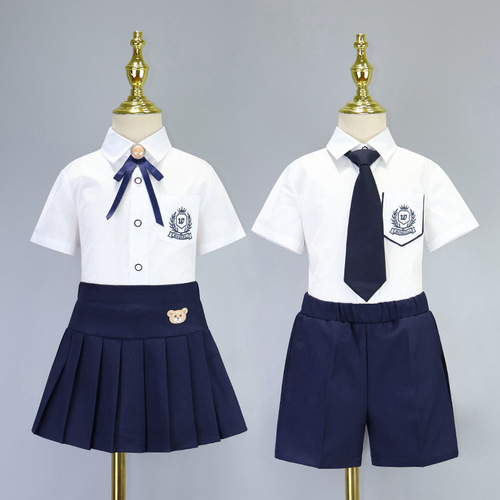 School uniform for primary school students, kindergarten children's uniforms, children's class wear, performance in English style, boys and girls' shirts, campus clothing.