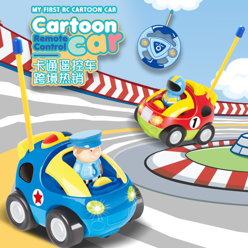 Cross-Border Amazon Kidsren's Electric Remote Control Car Racing 6602 Cartoon 2.4g Educational Remote Control Police Car Toy