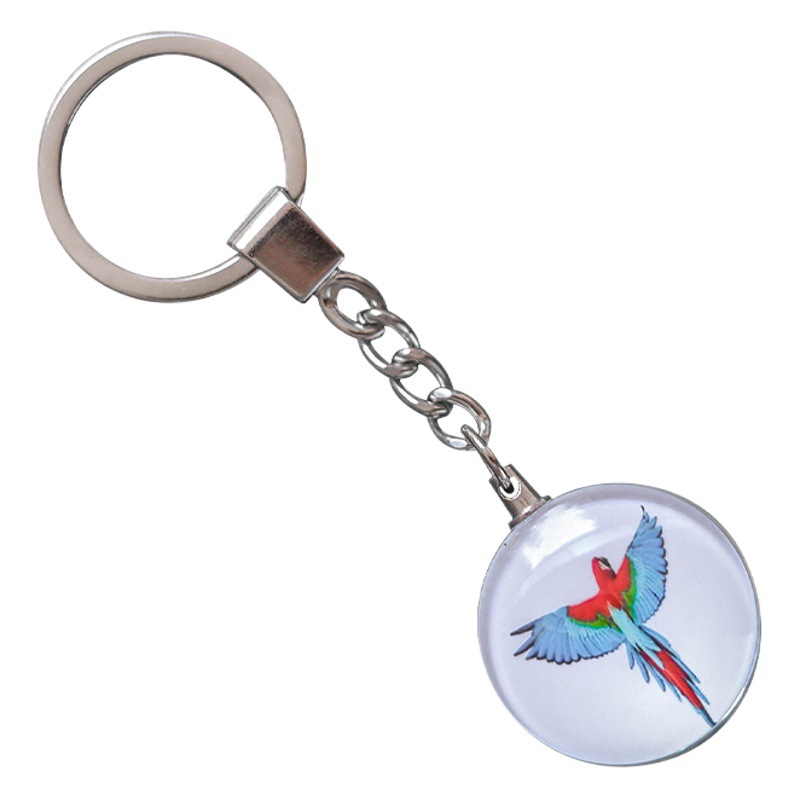 Crystal Glass Metal Keychain Pendant Jewelry Double-Sided DIY Photo Couple Stylish Customization Scenic Spot Commemoration
